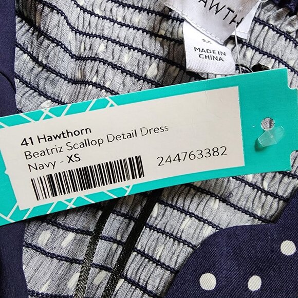 41 Hawthorn Dress Womens Size XS Blue Polka Dot Beatriz Scallop Stitch Fix NWT - Picture 4 of 7